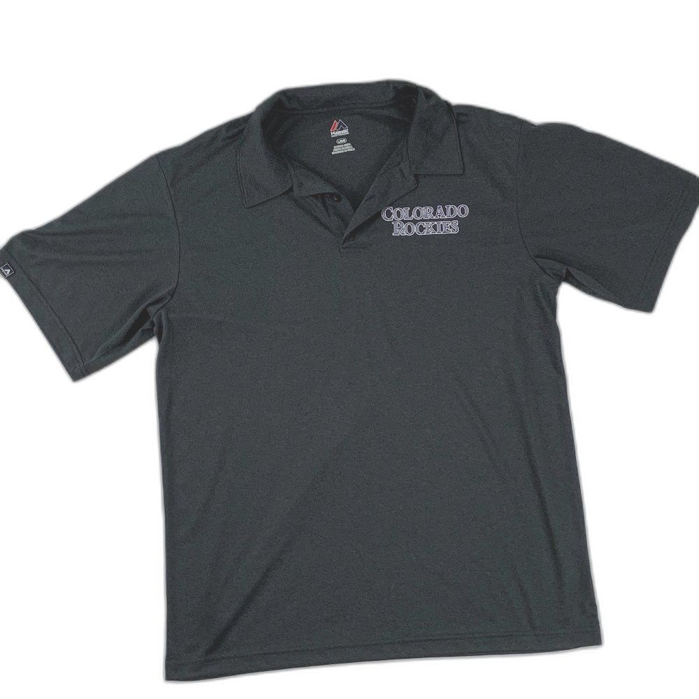 Colorado Rockies Polo Collared Shirt Mens L Lightweight